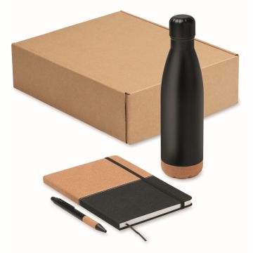 Set d'accueil treprise 3 pièces : Carnet Publicitaire, Stylo Publicitaire, Bouteille Publicitaire