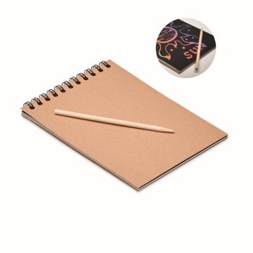 Carnet publicitaire A6 à spirale 10 feuilles à gratter noires