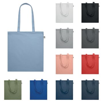 Sac shopping publicitaire en coton organique avec longues poignées  38 x 42 cm en 180 gr/m²
