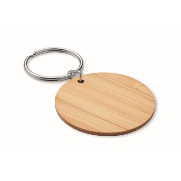 Porte-clés rond en bambou publicitaire