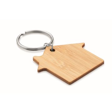 Porte-clés maison bambou publicitaire