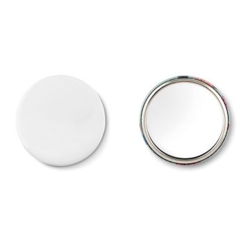 Miroir de poche en métal avec marquage au dos