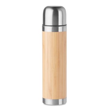 Bouteille isotherme 400 ml en acier inoxydable et en bambou