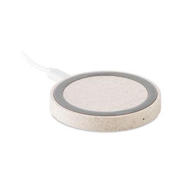 Chargeur publicitaire de téléphone par induction en paille de blé et ABS
