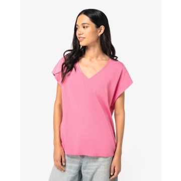 T-shirt publicitaire écoresponsable loose à col V femme