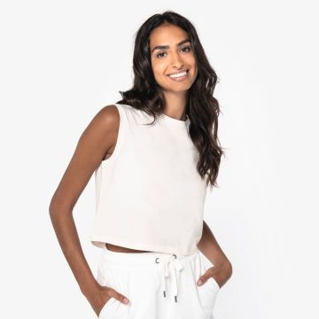 T-shirt publicitaire écoresponsable crop sans manche femme