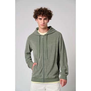 Sweat-shirt publicitaire écoresponsable en éponge zippé à capuche homme