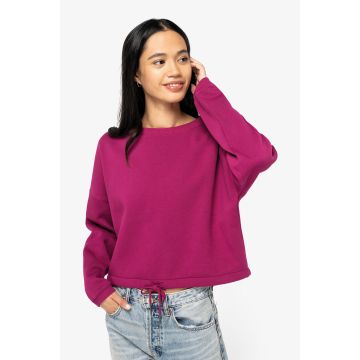 Sweat-shirt publicitaire écoresponsable à col rond oversize crop femme