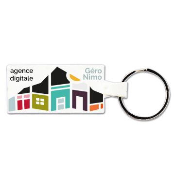 Porte-clés plastique souple rectangle 55x28 mm publicitaire