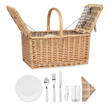 Objet Publicitaire Panier Pique-Nique en Osier 4 Personnes