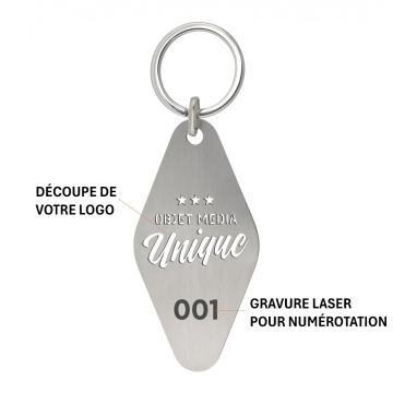 Porte-clé métal spécial hôtel ou location avec Logo et  Numérotation