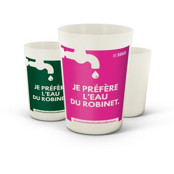 Gobelet publicitaire écolo. réutilisable Fabriqué en FRANCE - 20 cl en biocomposite