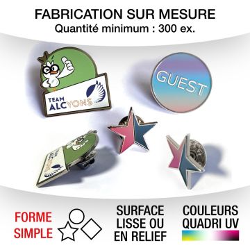 Pin's à la forme en métal et impression quadri
