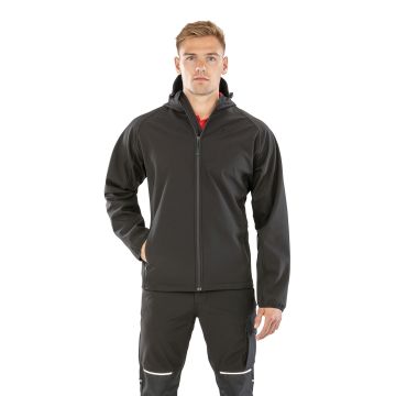 Veste publicitaire softshell recyclée 3 couches à capuche homme