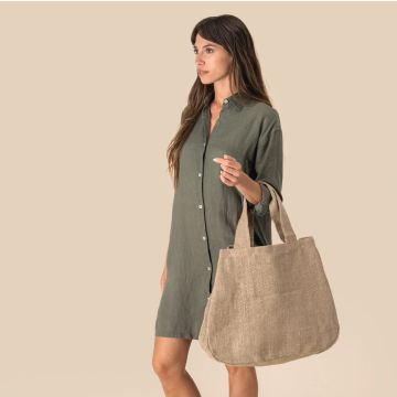 Sac Publicitaire shopping en jute 51 x 16 x 39 cm en 465gr/m²