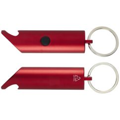 Lumière LED IPX personnalisble en aluminium recyclé et ouvre-bouteille avec porte-clés