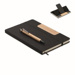 Carnet A5 avec fonction support de téléphone et stylo à bille