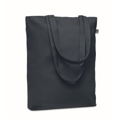 Sac shopping publicitaire en toile organique avec de longues poignées 38 x 9 x 42 cm en 270 gr/m²