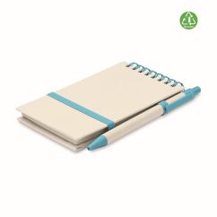 Carnet personnalisable A6 recyclé 70 feuilles et stylo assorti